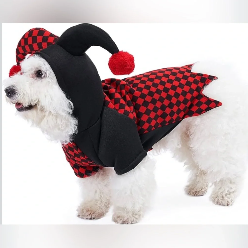 Red and Black Jester Dog Costume
